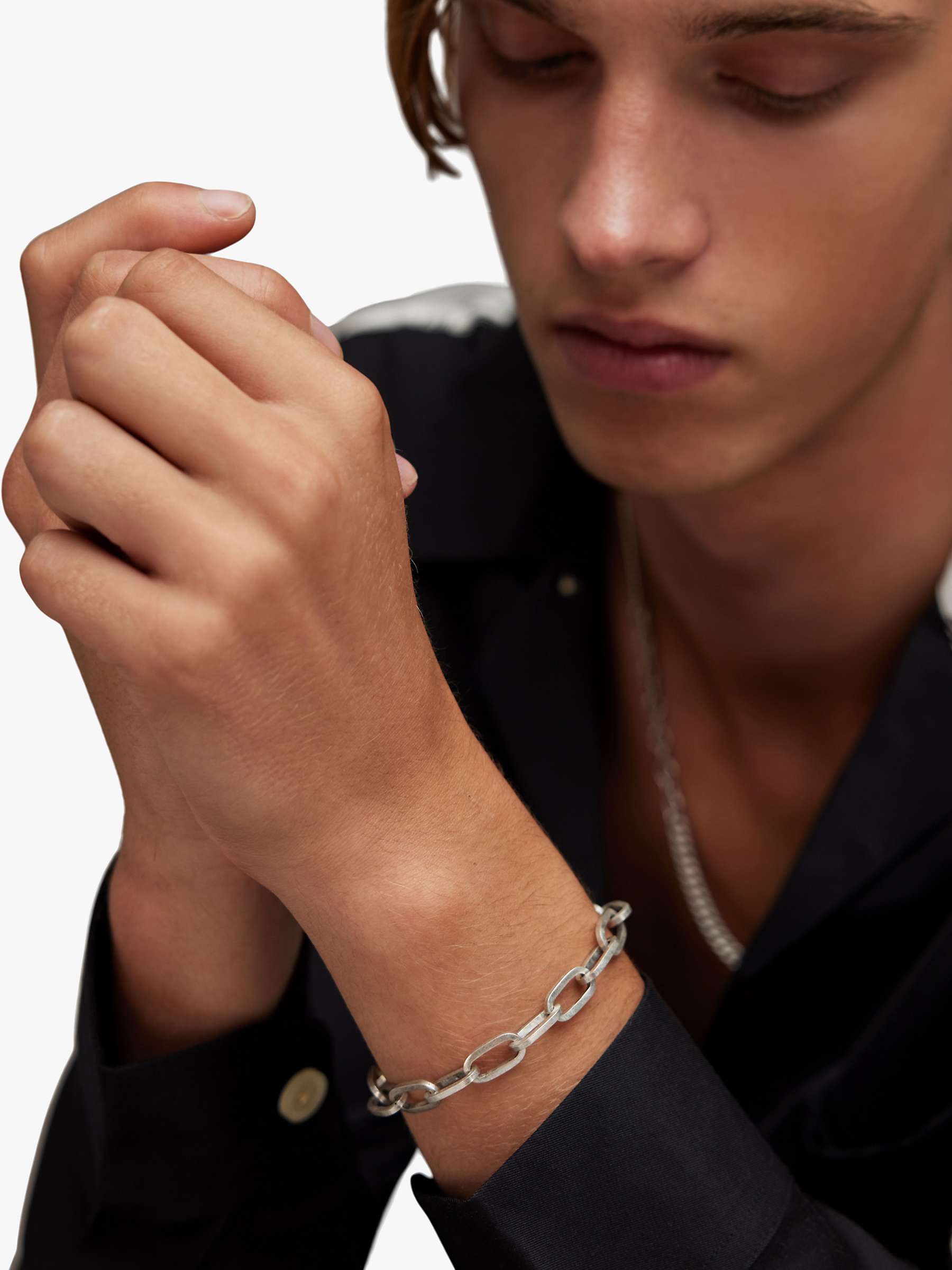 Buy AllSaints Oval Link Bracelet, Silver Online at johnlewis.com