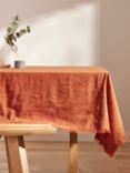John Lewis Fringe Rectangular Cotton Linen Tablecloth, Auburn