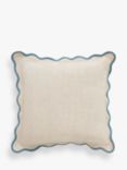 John Lewis Scalloped Linen Cushion, Lake Blue