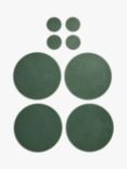 John Lewis ANYDAY Reversible Round Faux Leather Placemat & Coaster, Set of 4, Green