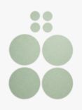John Lewis ANYDAY Reversible Round Faux Leather Placemat & Coaster, Set of 4, Green