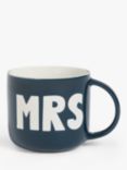 John Lewis 'Mrs' Wax Resist Stoneware Mug, 300ml, Navy