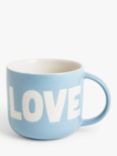 John Lewis 'Love' Wax Resist Stoneware Mug, 300ml, Blue