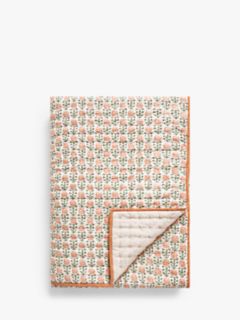 John Lewis Aria Reversible Quilted Bedspread, Terracotta