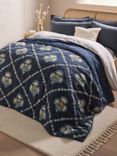 John Lewis Trellis Embroidery Quilted Bedspread, L220 x W220cm, Navy