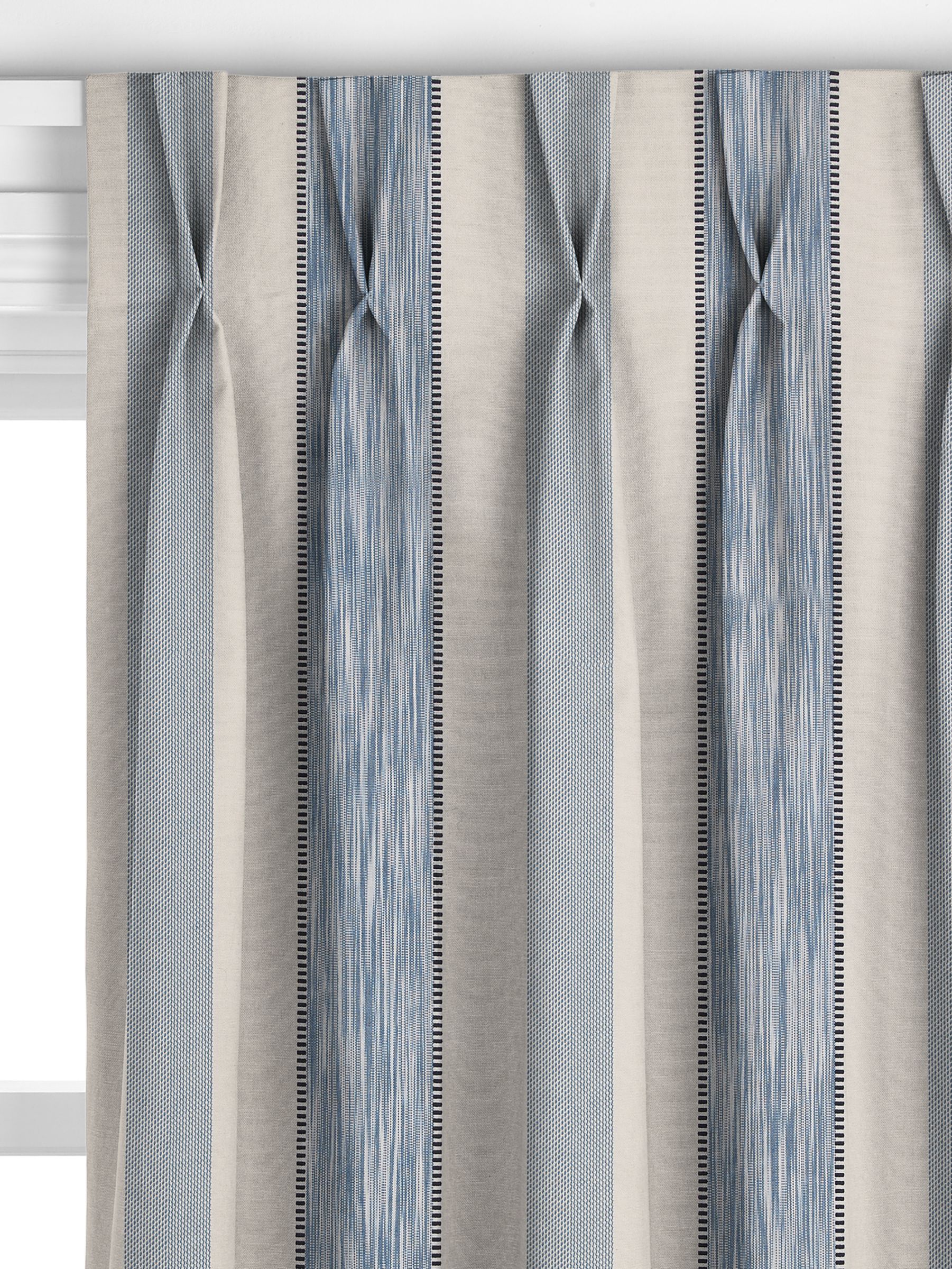 John Lewis Denver Stripe Made to Measure Curtains, Lake Blue