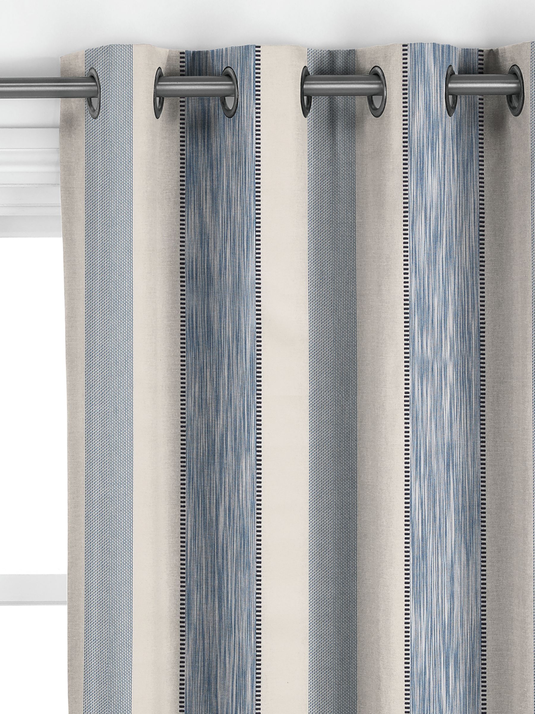 John Lewis Denver Stripe Made to Measure Curtains, Lake Blue