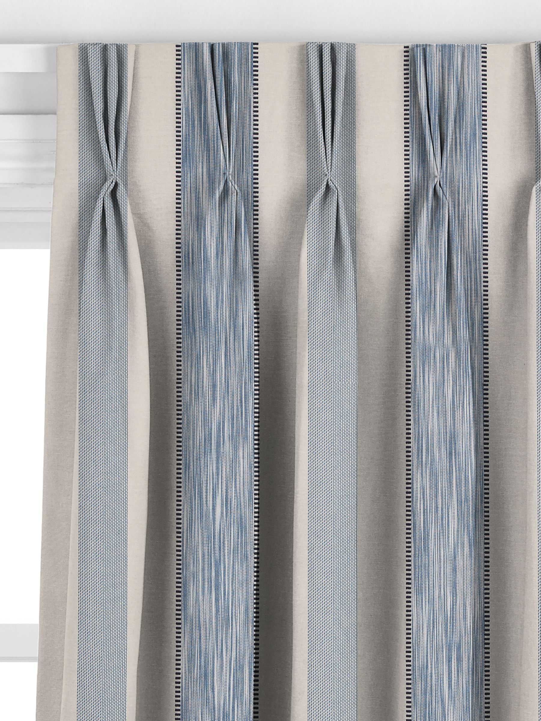 John Lewis Denver Stripe Made to Measure Curtains, Lake Blue