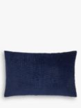 John Lewis Quilted Velvet Rectangular Cushion, Navy