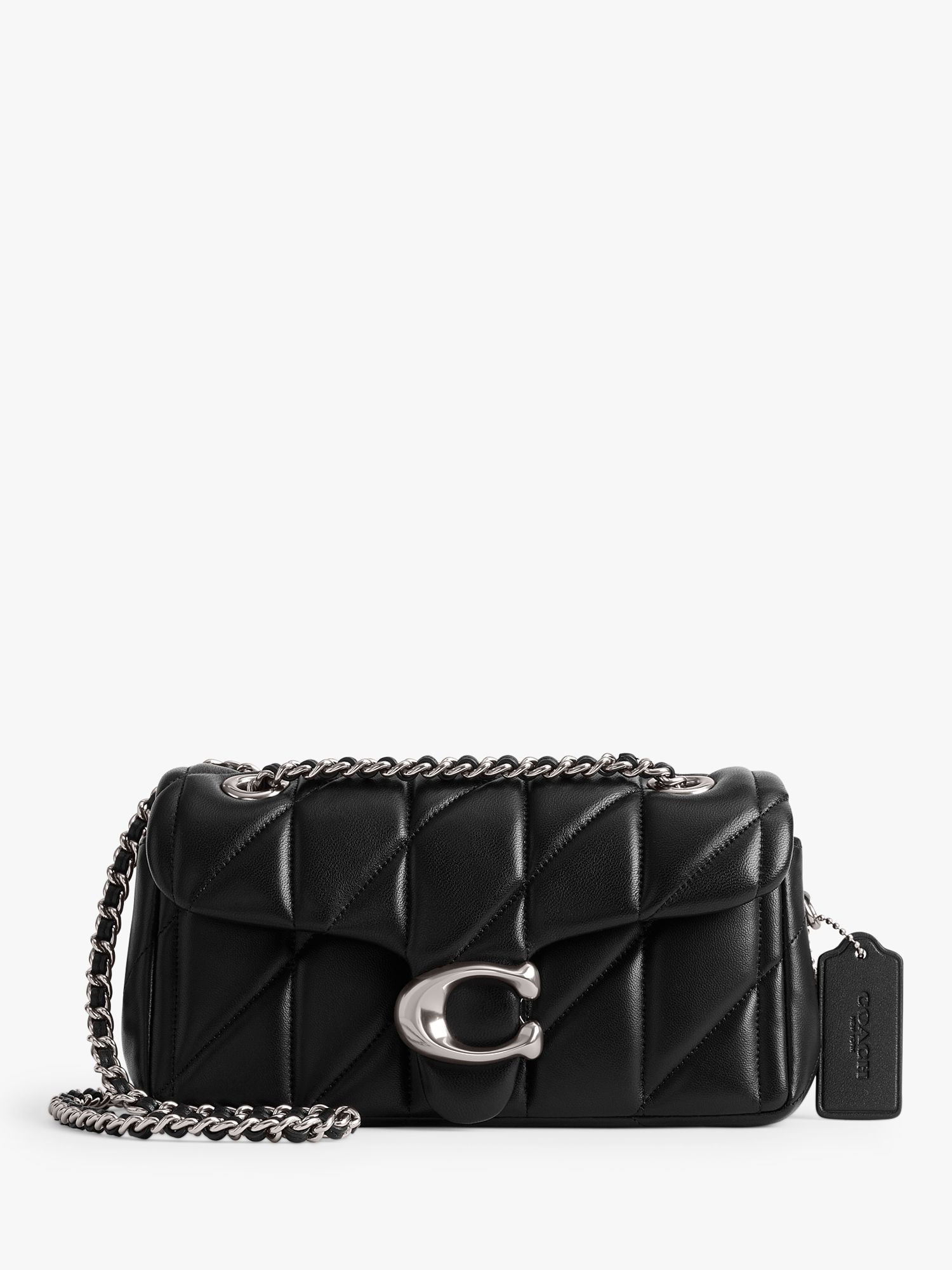 Coach Tabby 20 Quilted Leather Chain Strap Cross Body Bag, Black at ...
