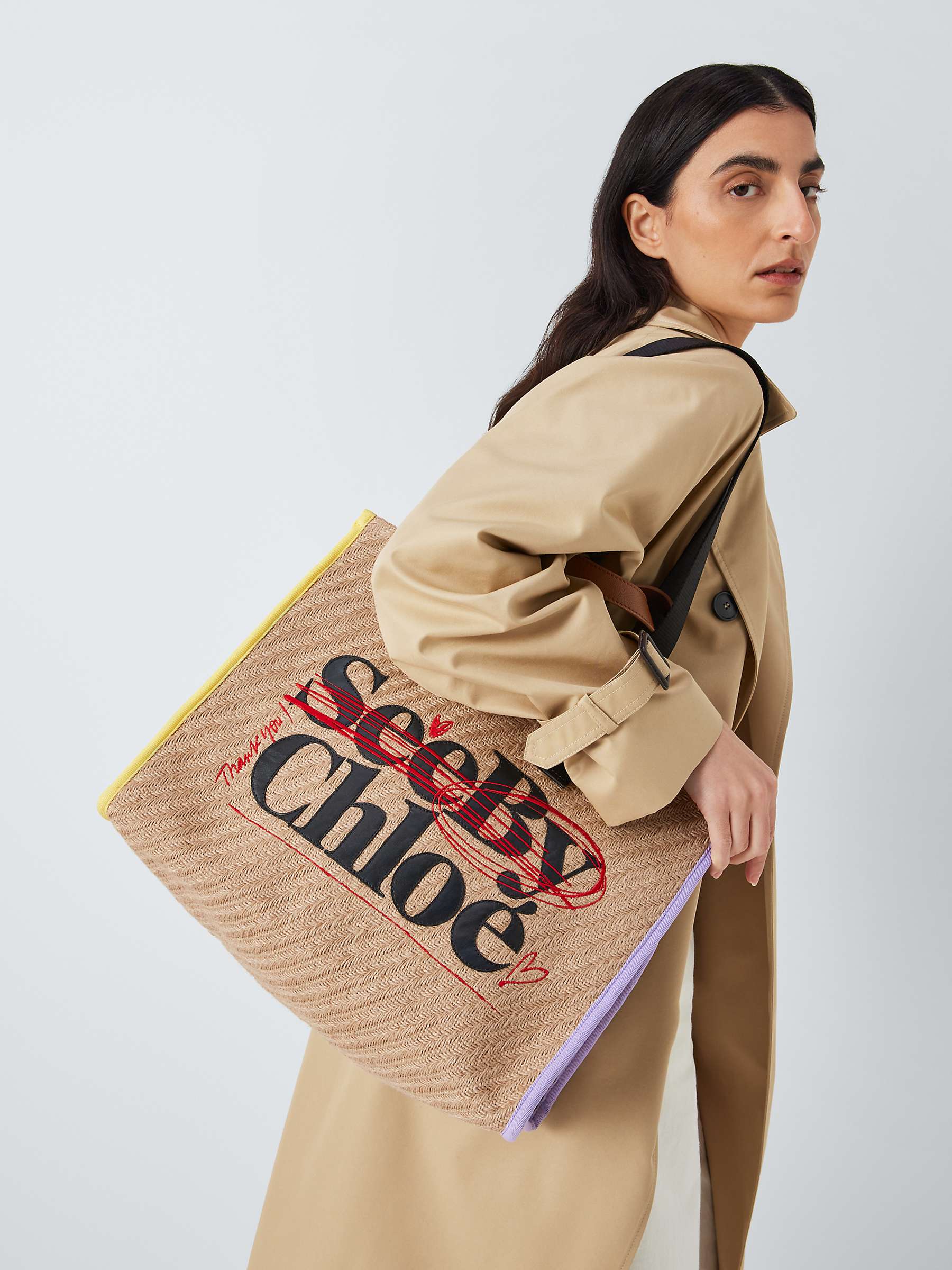 Buy See By Chloé Logo Straw Large Tote Bag, Beige Online at johnlewis.com