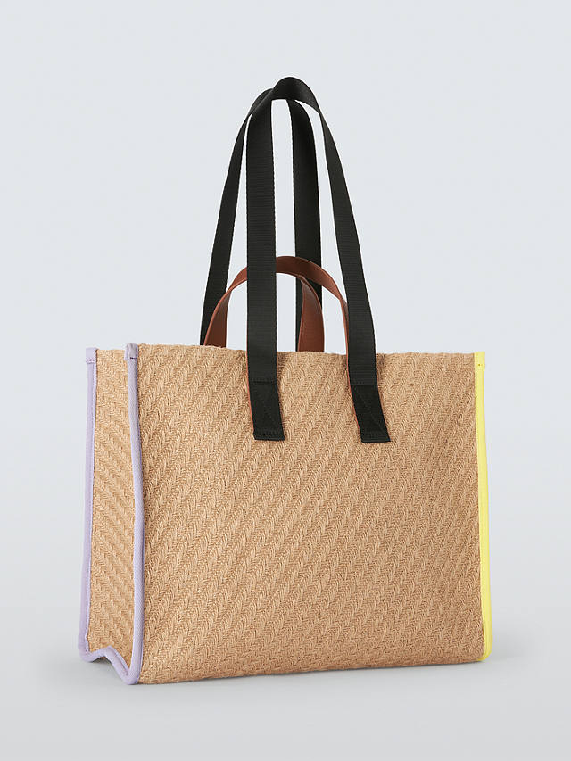 See By Chloé Logo Straw Large Tote Bag, Beige