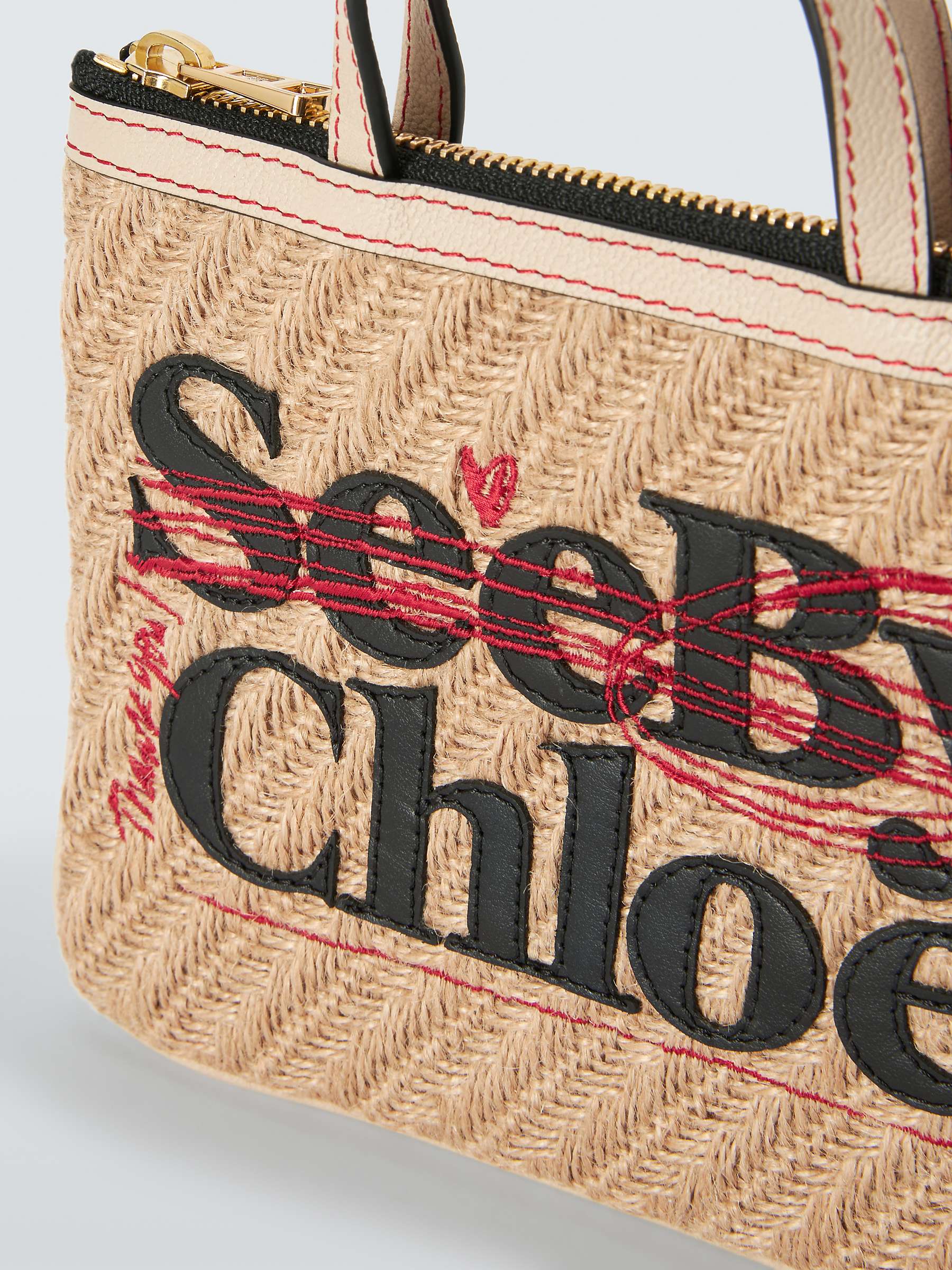 Buy See By Chloé Logo Straw Tote Bag, Beige Online at johnlewis.com