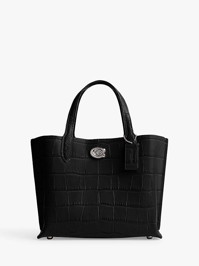 Coach Willow 24 Leather Tote Bag, Black Croc
