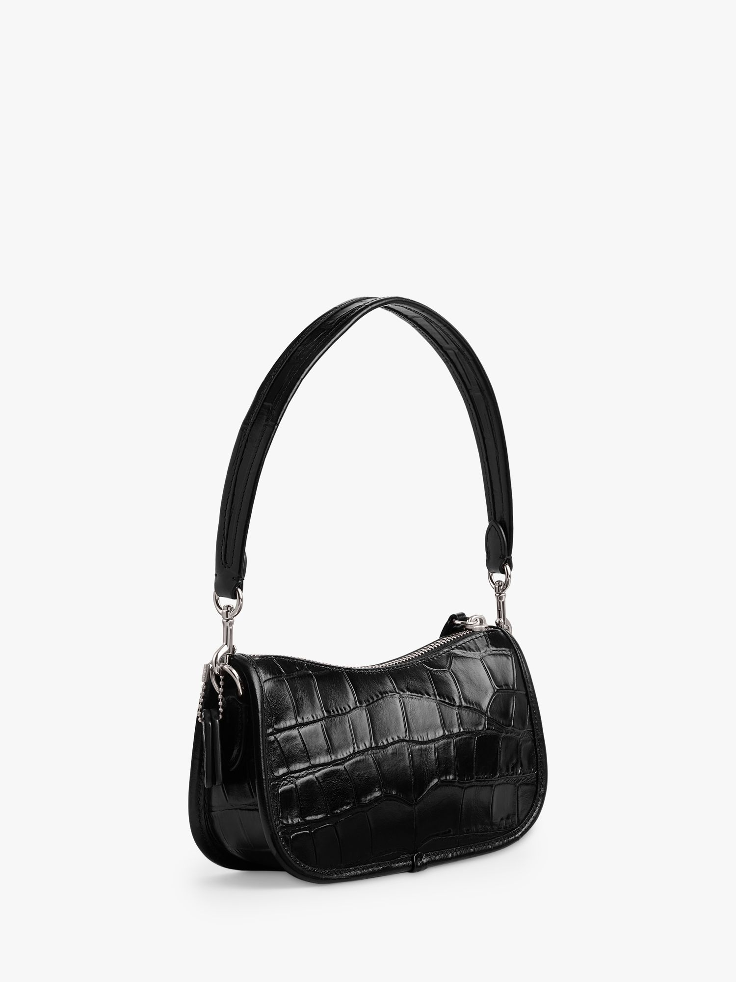 Buy Coach Croc Leather Shouder Bag, Black Online at johnlewis.com