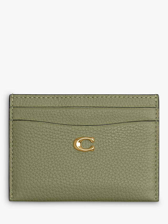 Coach Pebble Leather Card Case, Moss