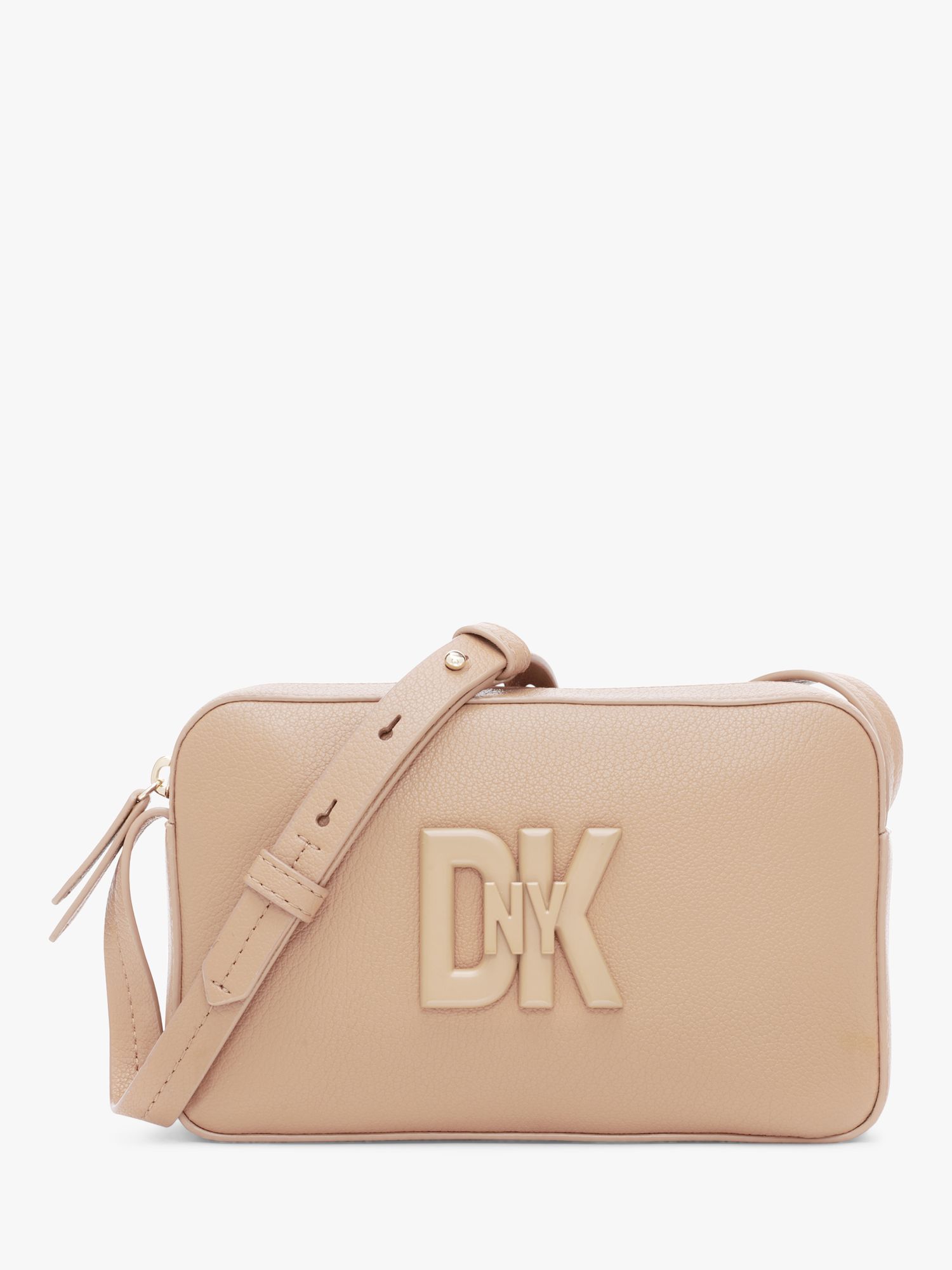 Buy Dkny Monogram Leather Crossbody Bag - Neutrals At 25% Off
