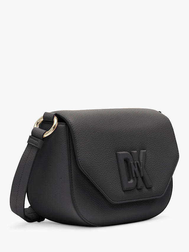 DKNY Seventh Avenue Leather Small Flap Over Cross Body Bag, Black