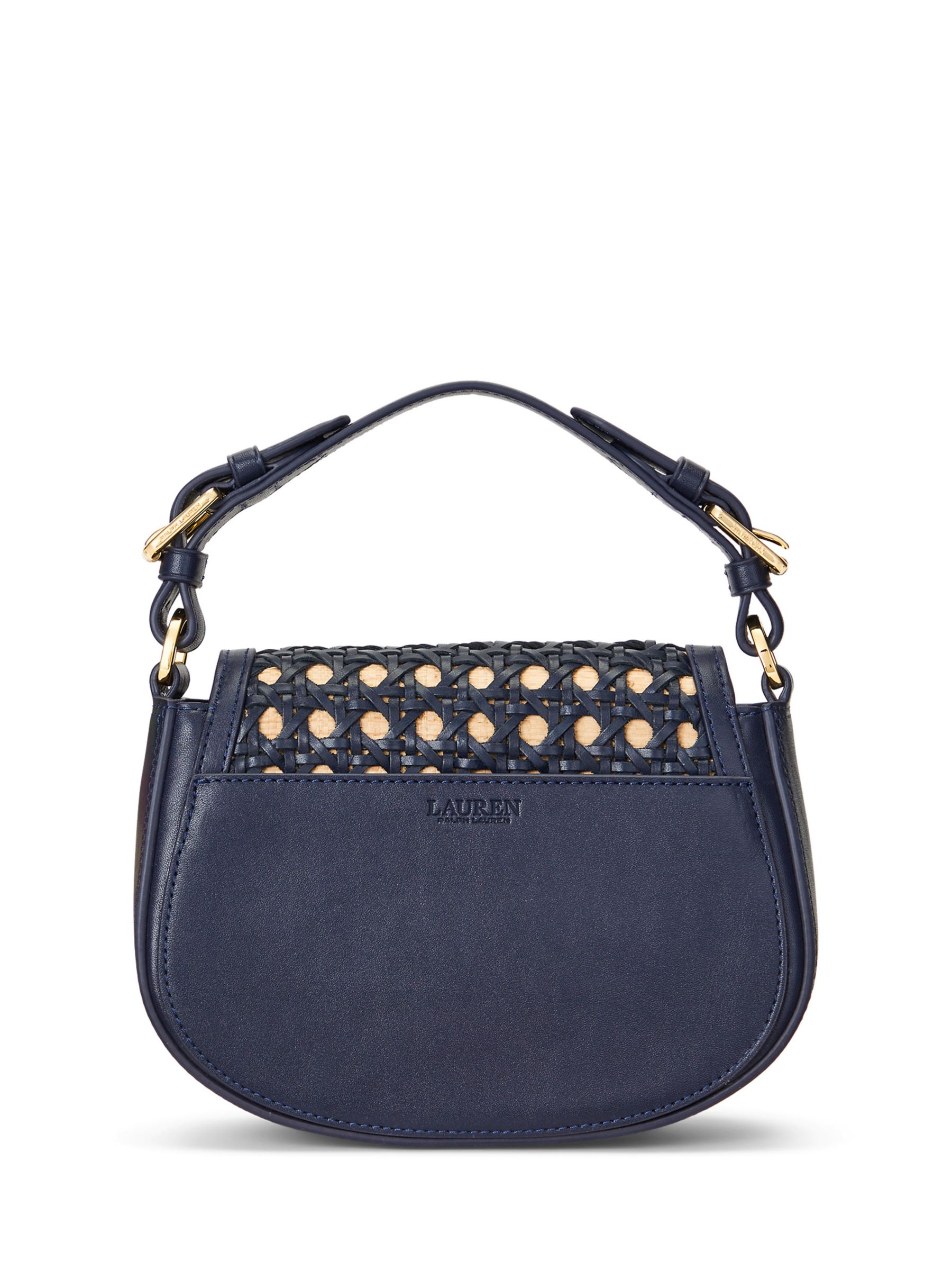 Buy Lauren Ralph Lauren Tanner Raffia Medium Cross Body Bag, Navy/Natural Online at johnlewis.com