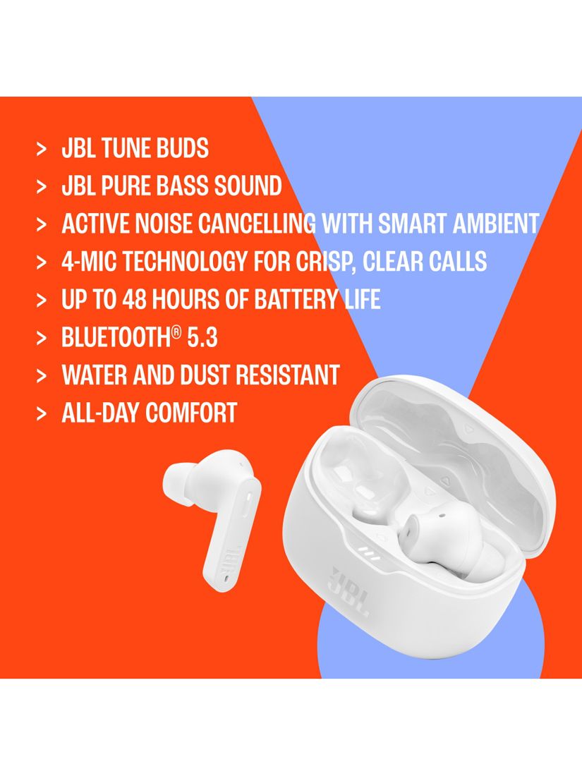 JBL Tune Buds True Wireless Noise Cancelling Earbuds with Bluetooth 5.3,  Ambient Aware, and IP54 Water Resistance - Black