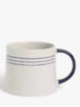 John Lewis Triple Stripe Stoneware Mug, 330ml, Blue/White