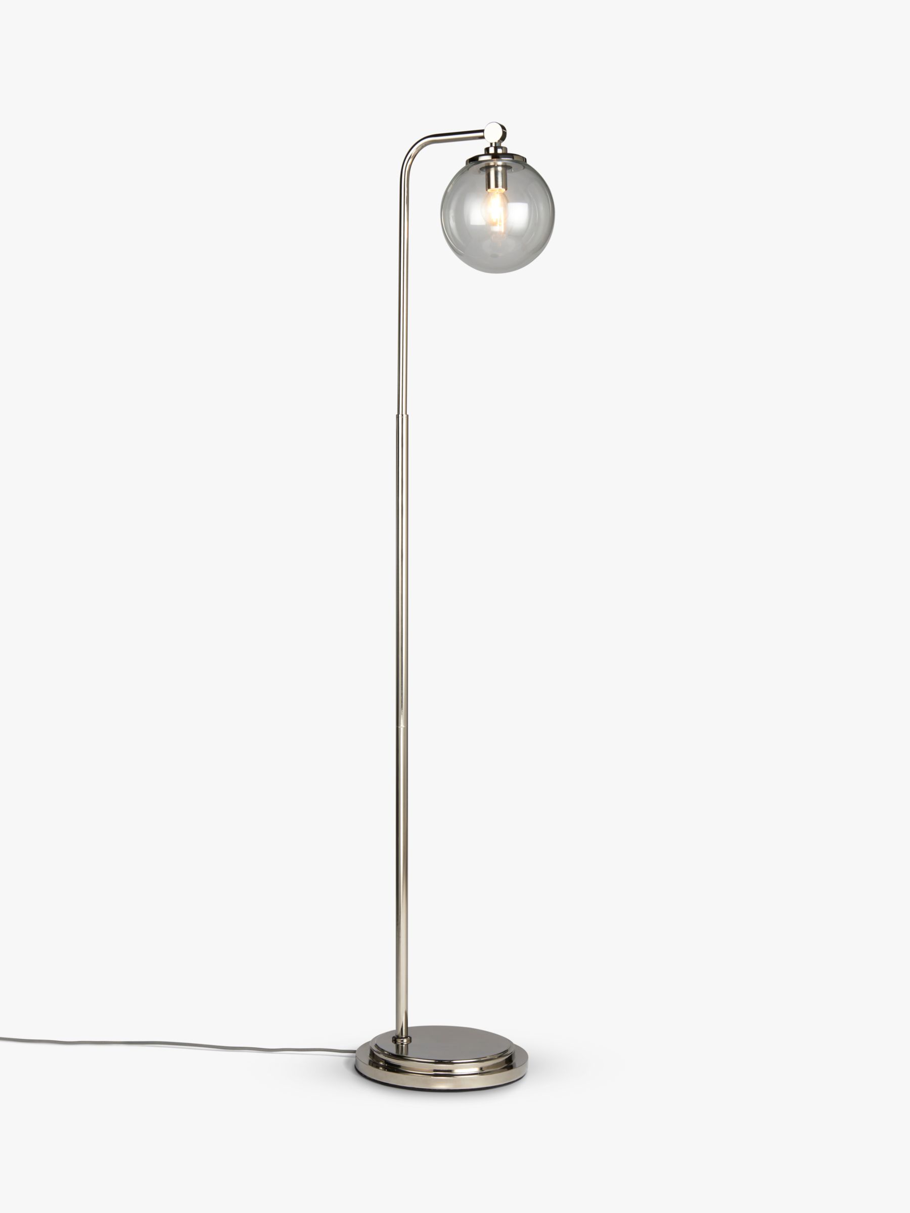 John Lewis Park Globe Glass Floor Lamp, Clear/Nickel