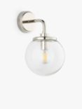 John Lewis Park Globe Glass Dimmable Wall Light, Clear/Nickel