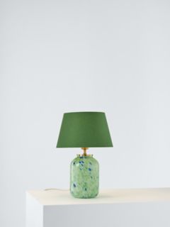 John Lewis Bedside Natural Table Lamp, Green Confetti