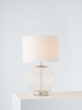 John Lewis Park Globe Glass Touch Table Lamp, Clear/Nickel