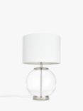 John Lewis Park Globe Glass Touch Table Lamp, Clear/Nickel