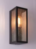 John Lewis Potter Ripple Glass Outdoor Wall Light, Black