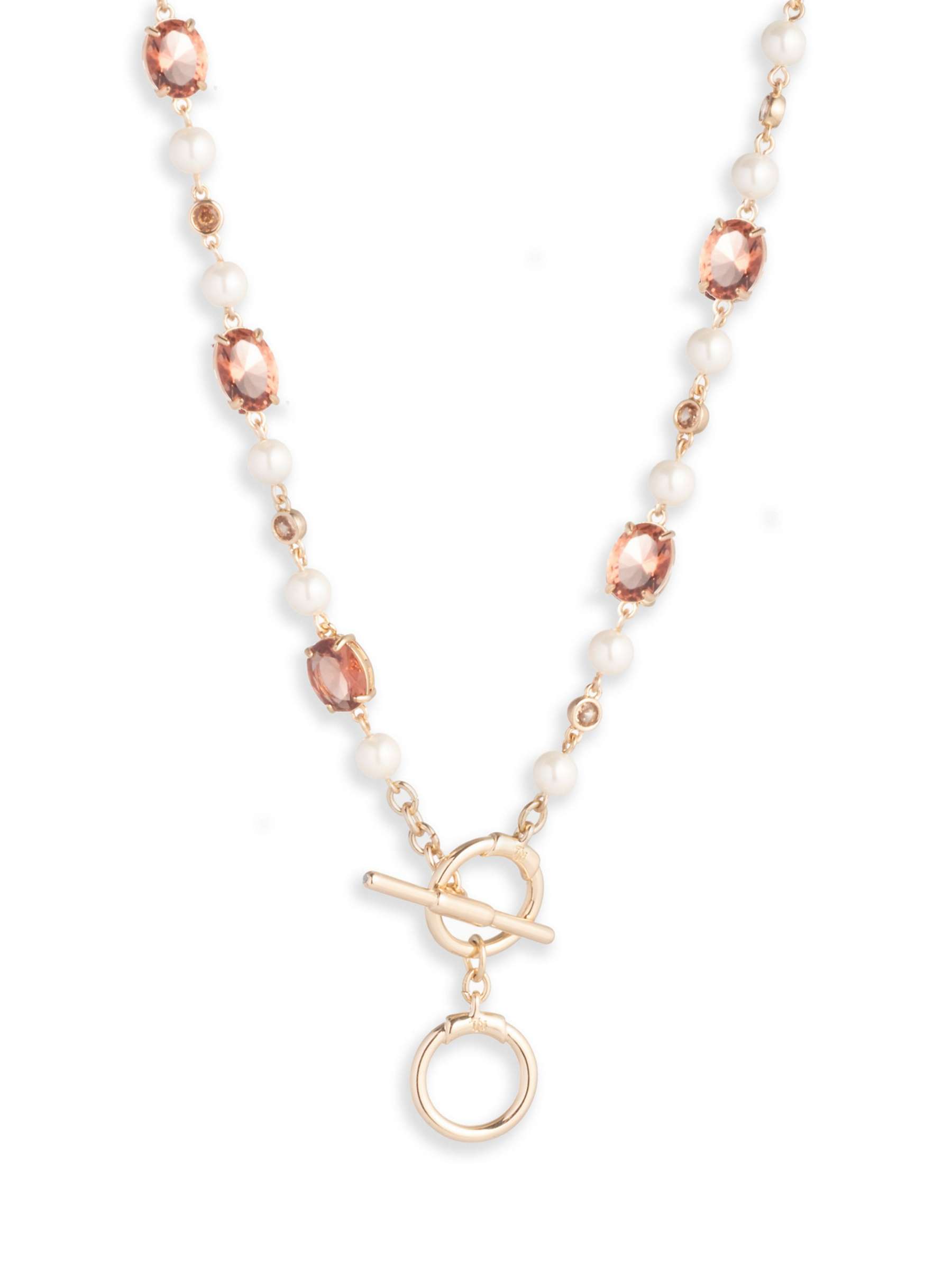 Buy Lauren Ralph Lauren Faux Pearl Beaded Collar Necklace, Gold/Pink Online at johnlewis.com