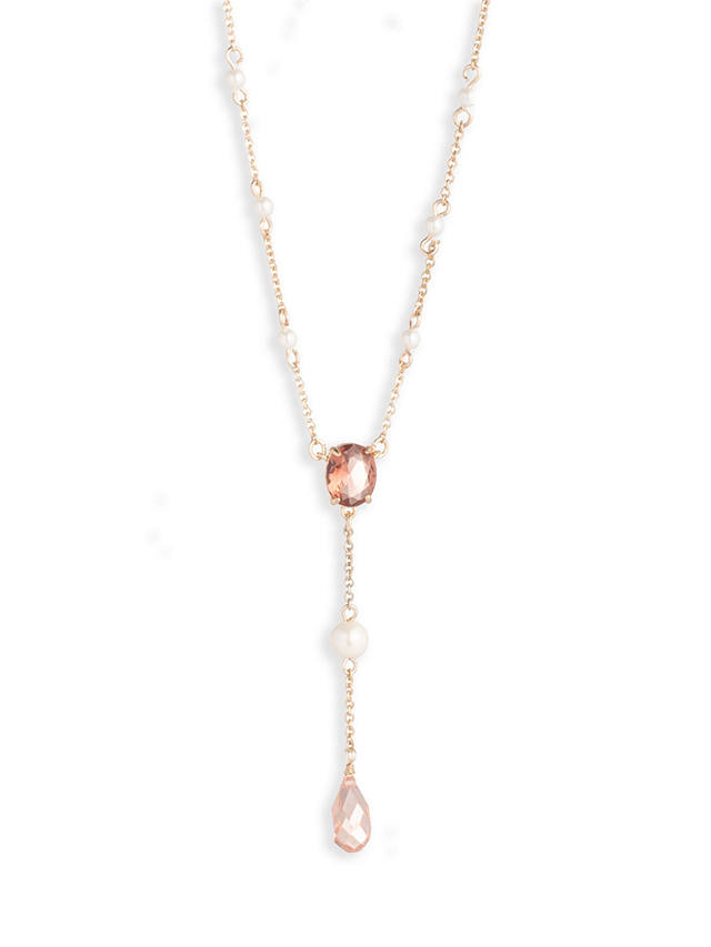 Lauren Ralph Lauren Faux Pearl Y-Neck Necklace, Gold/Pink