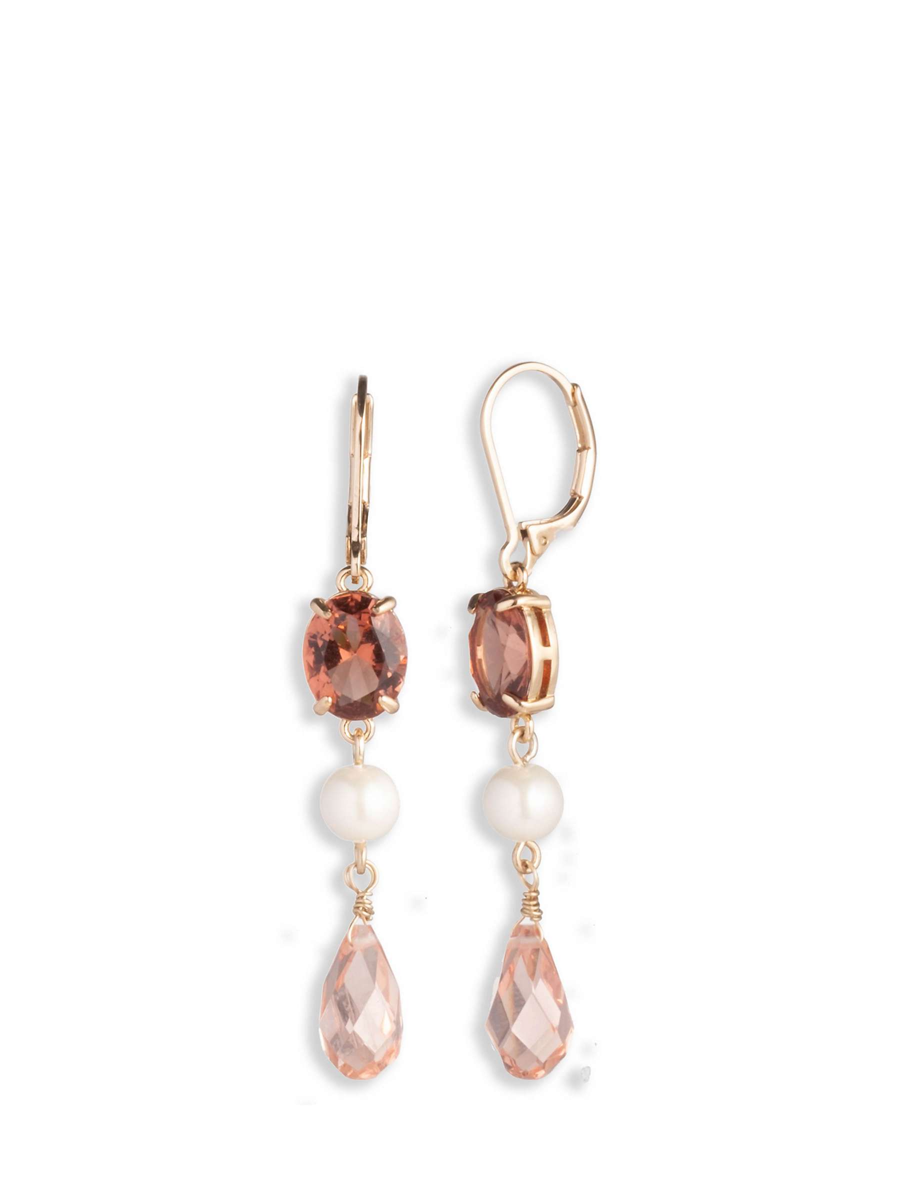 Buy Lauren Ralph Lauren Pearl Bead Linear Drop Earrings, Gold/Pink Online at johnlewis.com