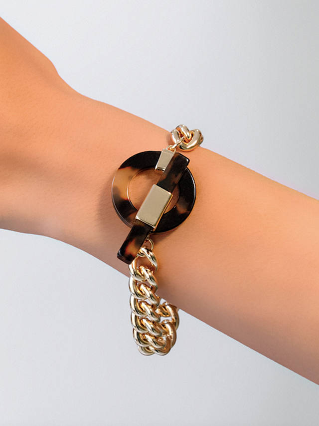Ralph Lauren Chunky Resin Toggle Chain Bracelet, Gold/Tortoise