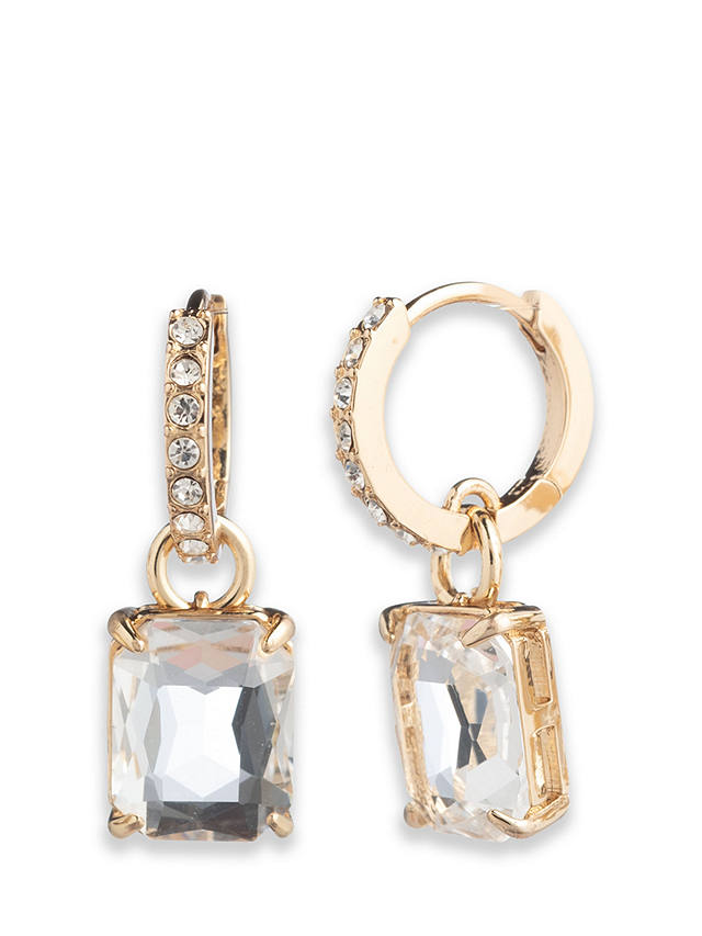 Lauren Ralph Lauren Resin Stone Huggie Drop Earrings, Gold/Clear