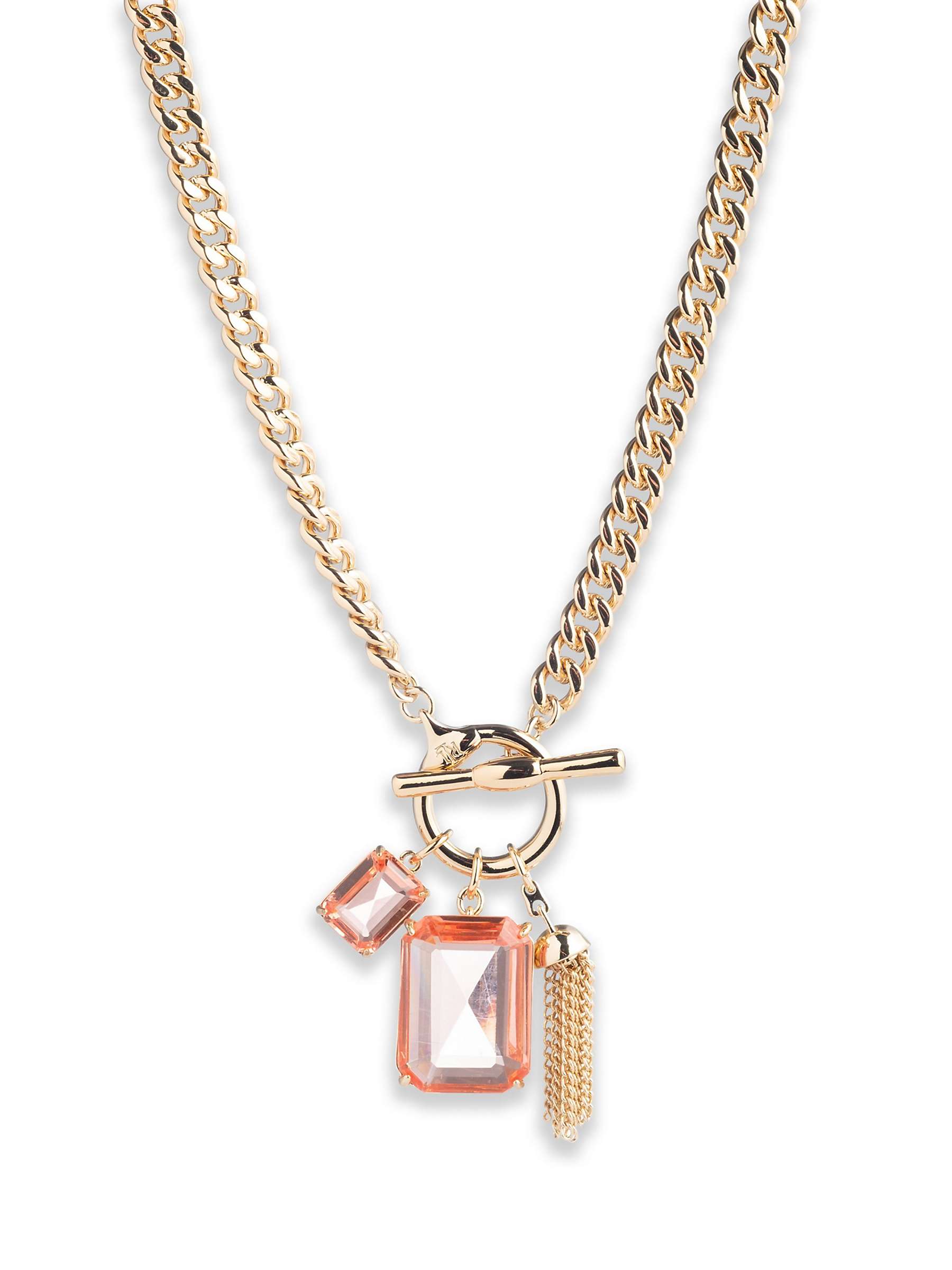 Buy Lauren Ralph Lauren Stone Toggle Pendant Necklace, Gold/Rose Peach Online at johnlewis.com