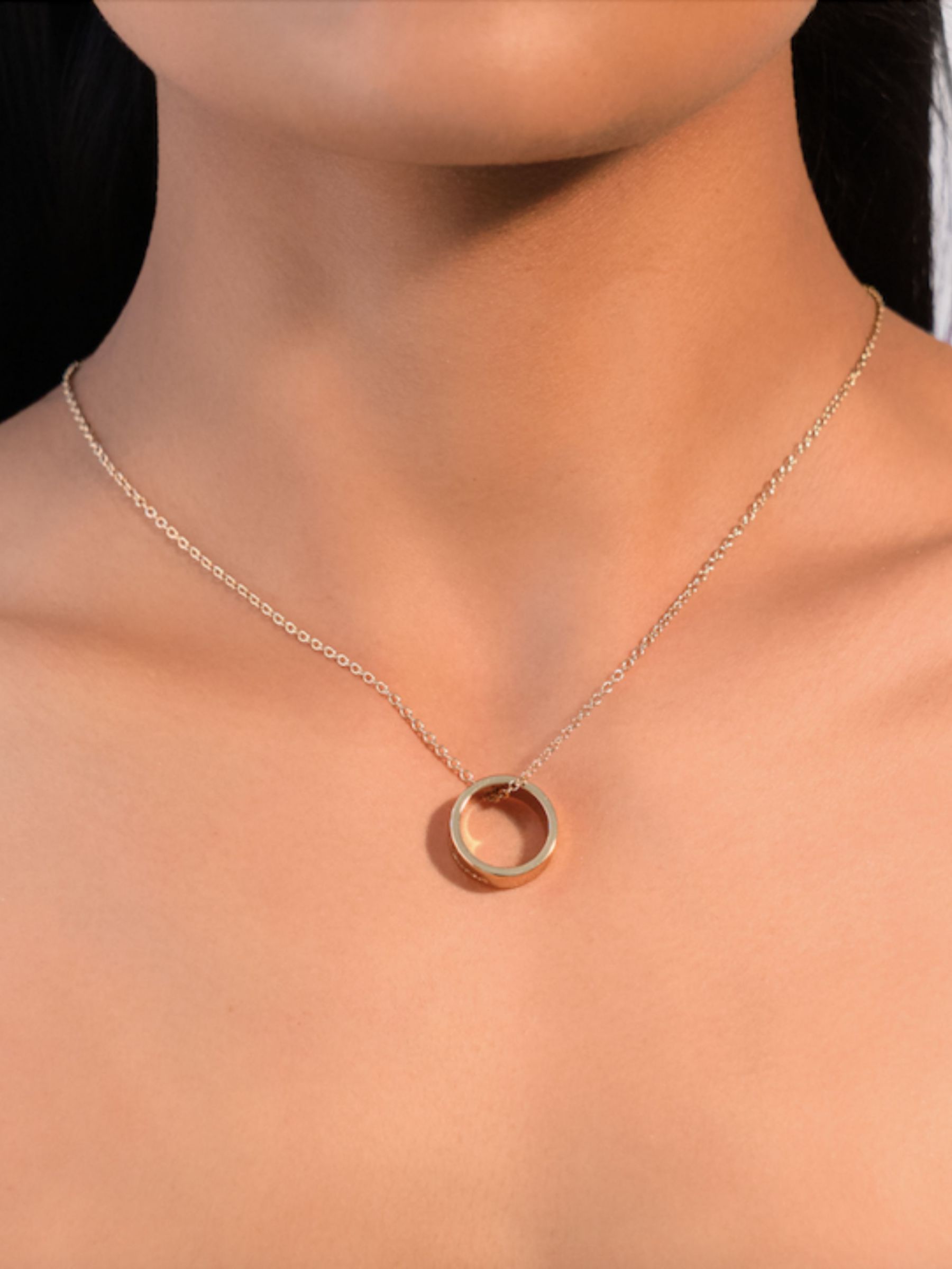 Buy Lauren Ralph Lauren Script Logo Ring Pendant Necklace, Gold Online at johnlewis.com