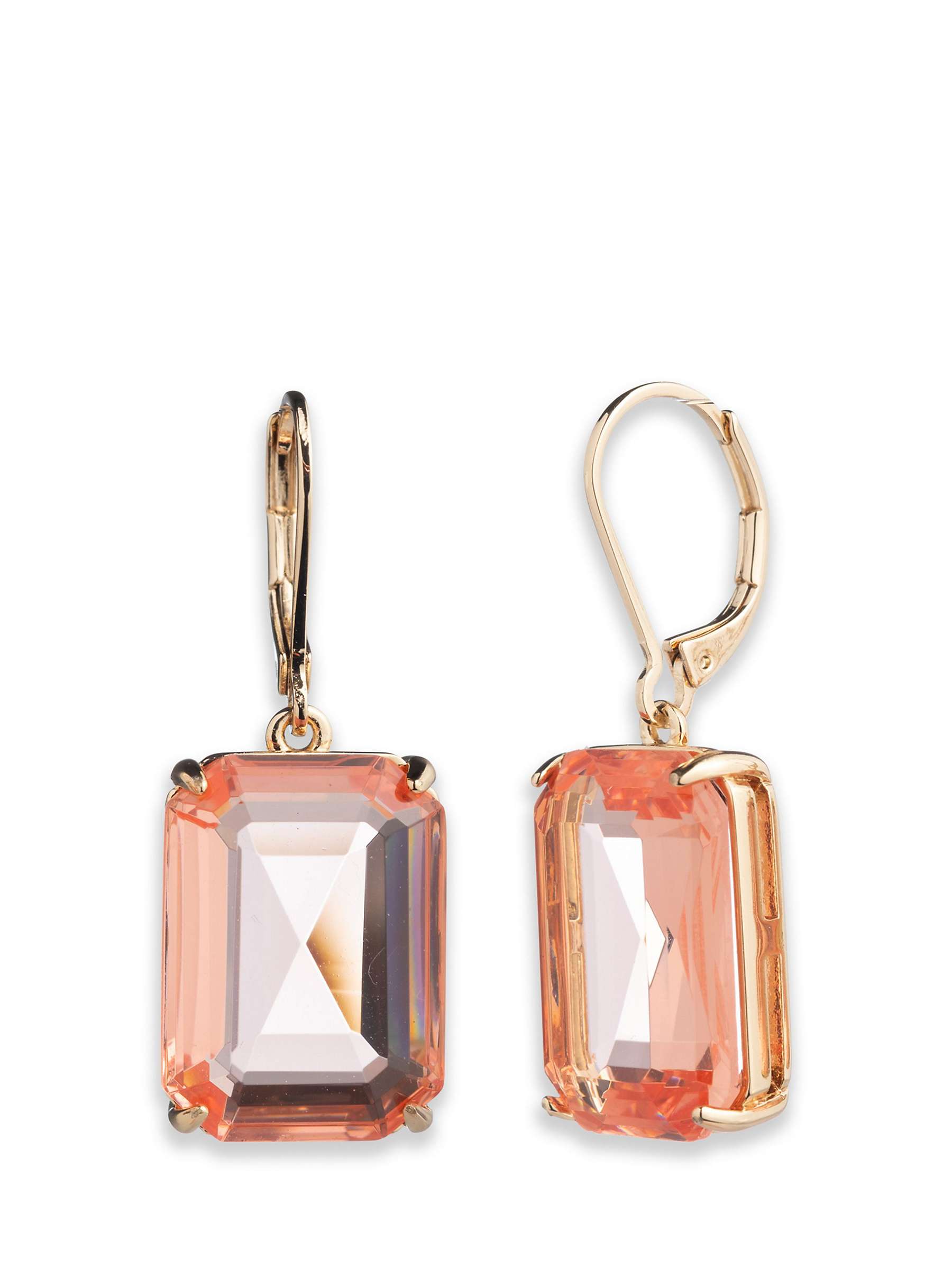 Buy Lauren Ralph Lauren Rectangular Stone Drop Earrings, Gold/Rose Peach Online at johnlewis.com