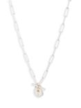 Lauren Ralph Lauren Sterling Silver Padlock Link Necklace, Silver