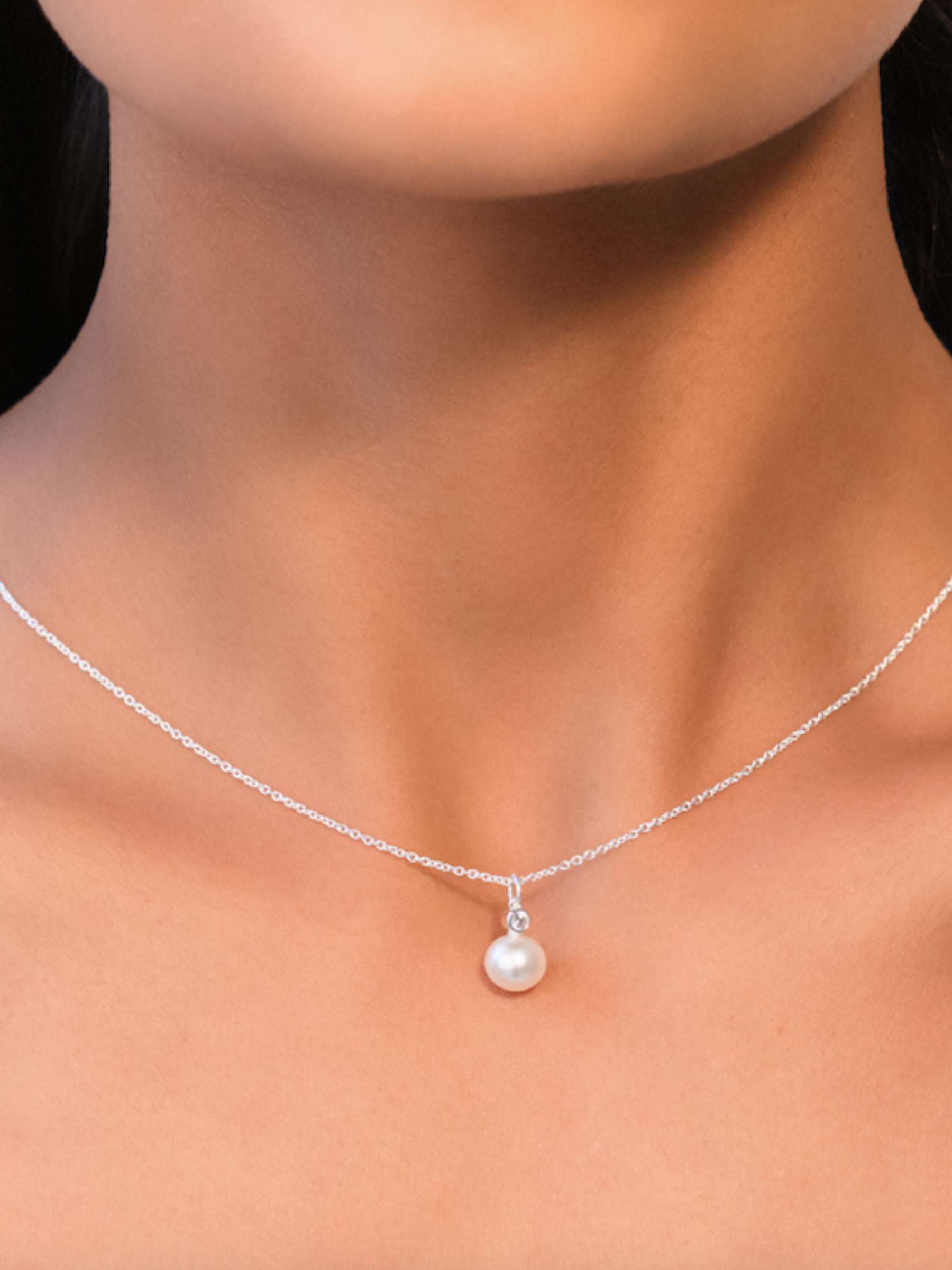 Buy Lauren Ralph Lauren Sterling Silver Pearl Pendant Necklace, Silver Online at johnlewis.com
