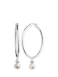 Lauren Ralph Lauren Sterling Silver Pearl Hoop Earrings, Silver/White