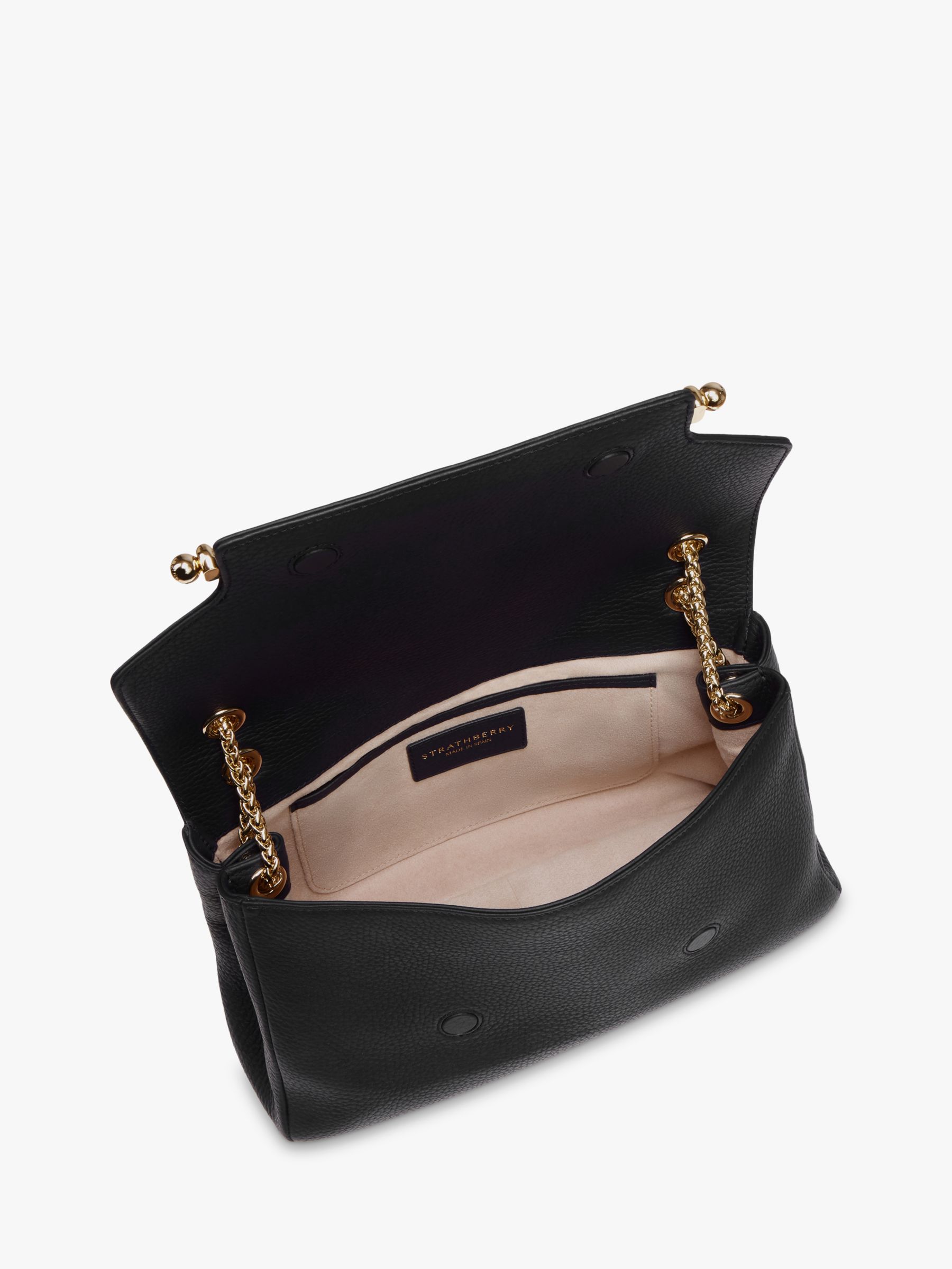 Strathberry Box Crescent Leather Shoulder Bag, Vanilla at John Lewis &  Partners