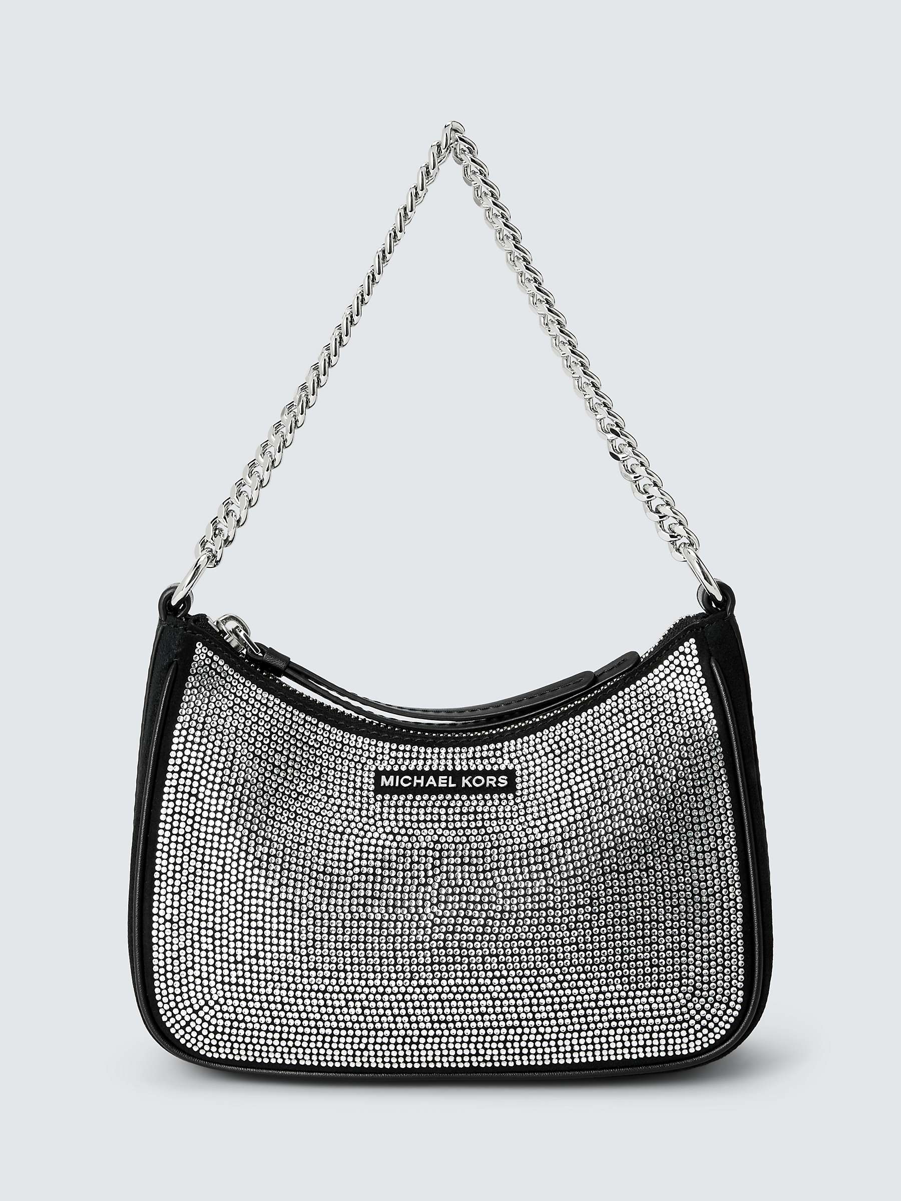 Michael Kors Chain Handle Embellished Shoulder Bag, Black/Silver at John  Lewis & Partners