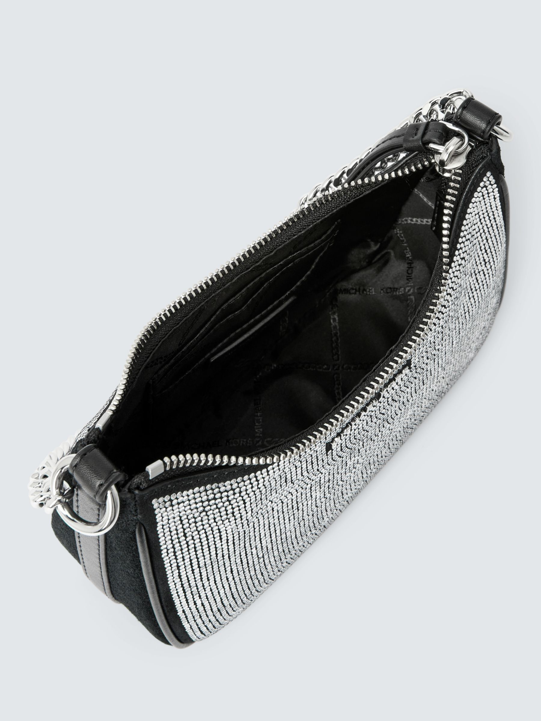 MICHAEL Michael Kors Piper Small Leather Pouchette Bag, Black at John Lewis  & Partners
