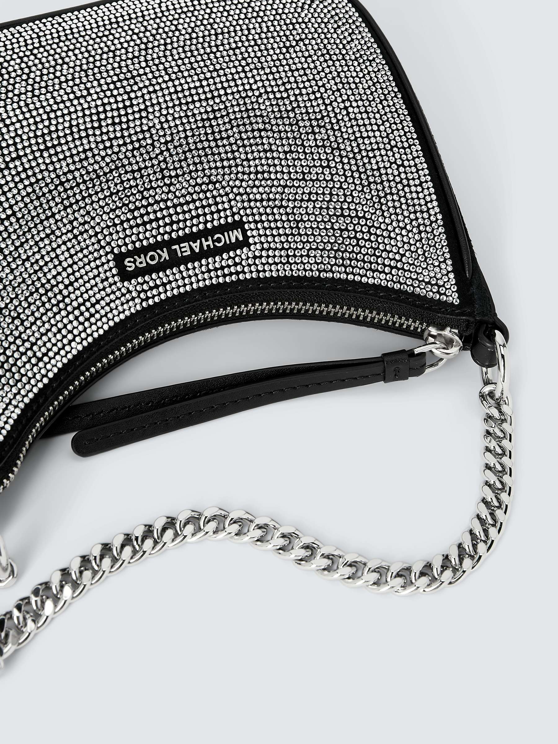 Michael Kors Chain Handle Embellished Shoulder Bag, Black/Silver at John  Lewis & Partners