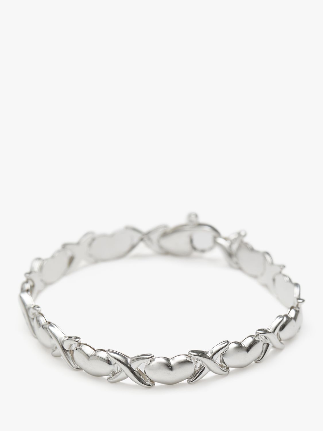 Simply Silver Heart Kiss Bracelet, Silver at John Lewis & Partners