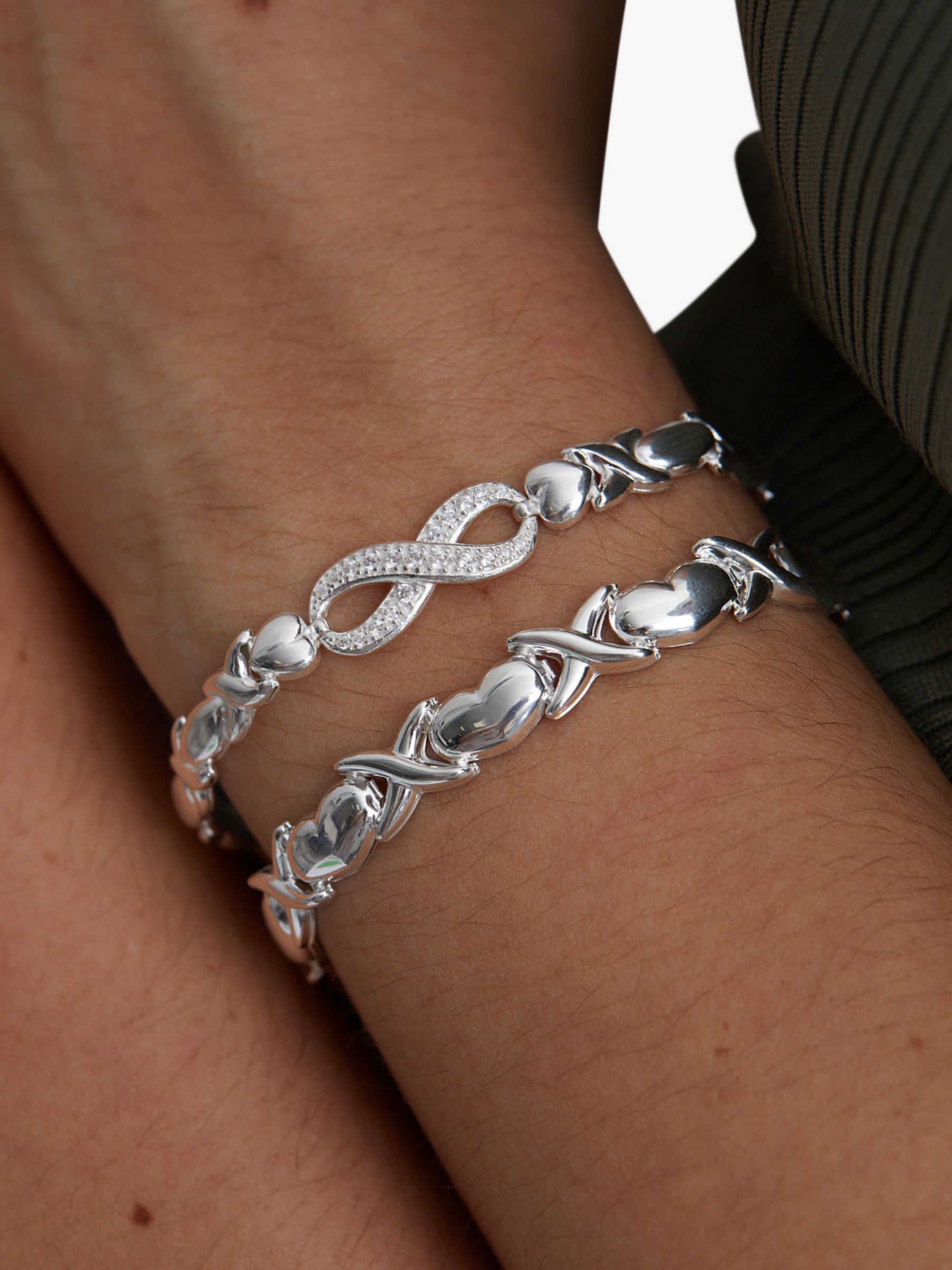 Buy Simply Silver Heart Kiss Bracelet, Silver Online at johnlewis.com