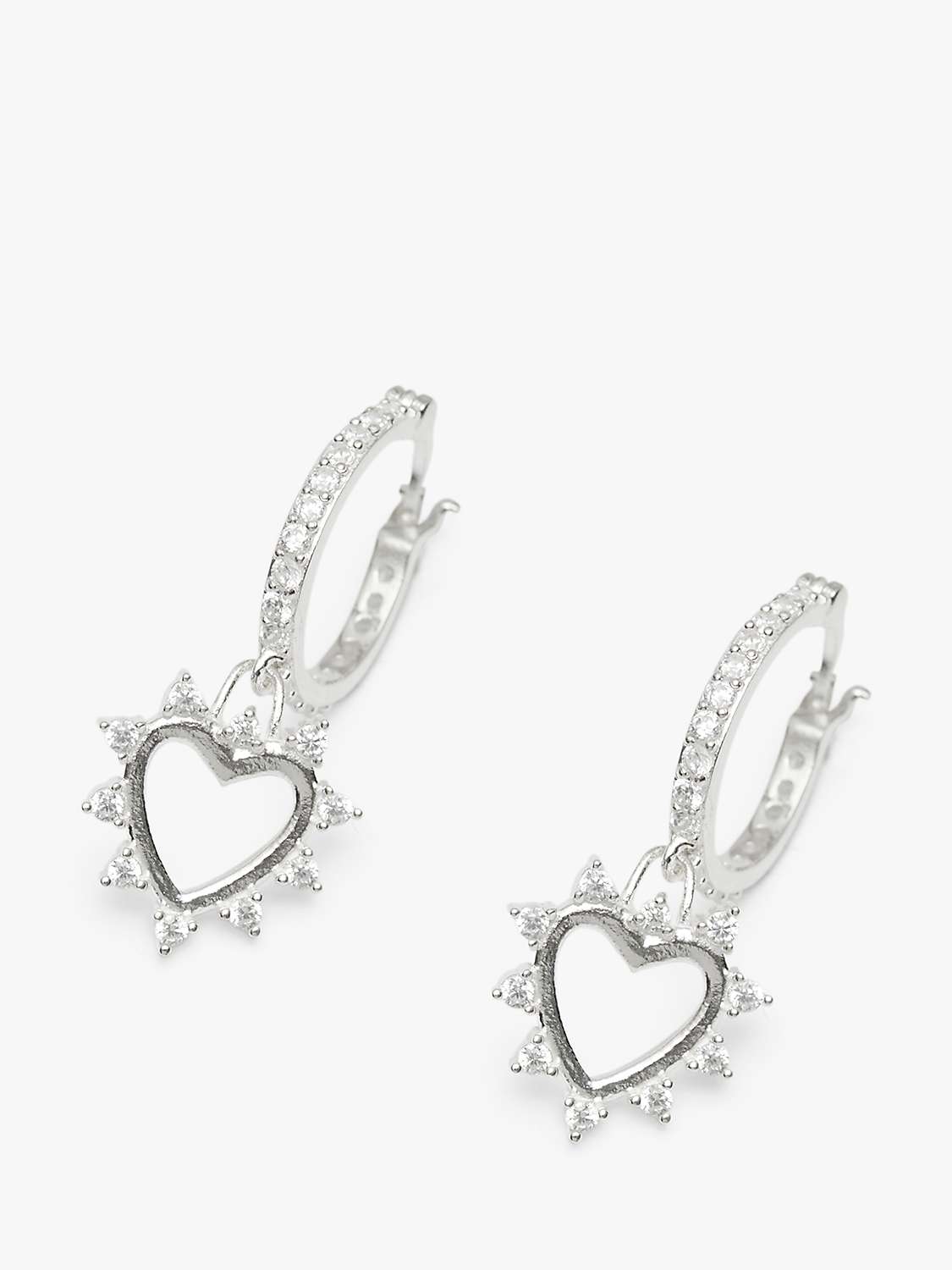 Buy Simply Silver Cubic Zirconia Open Heart Hoop Earrings, Silver Online at johnlewis.com