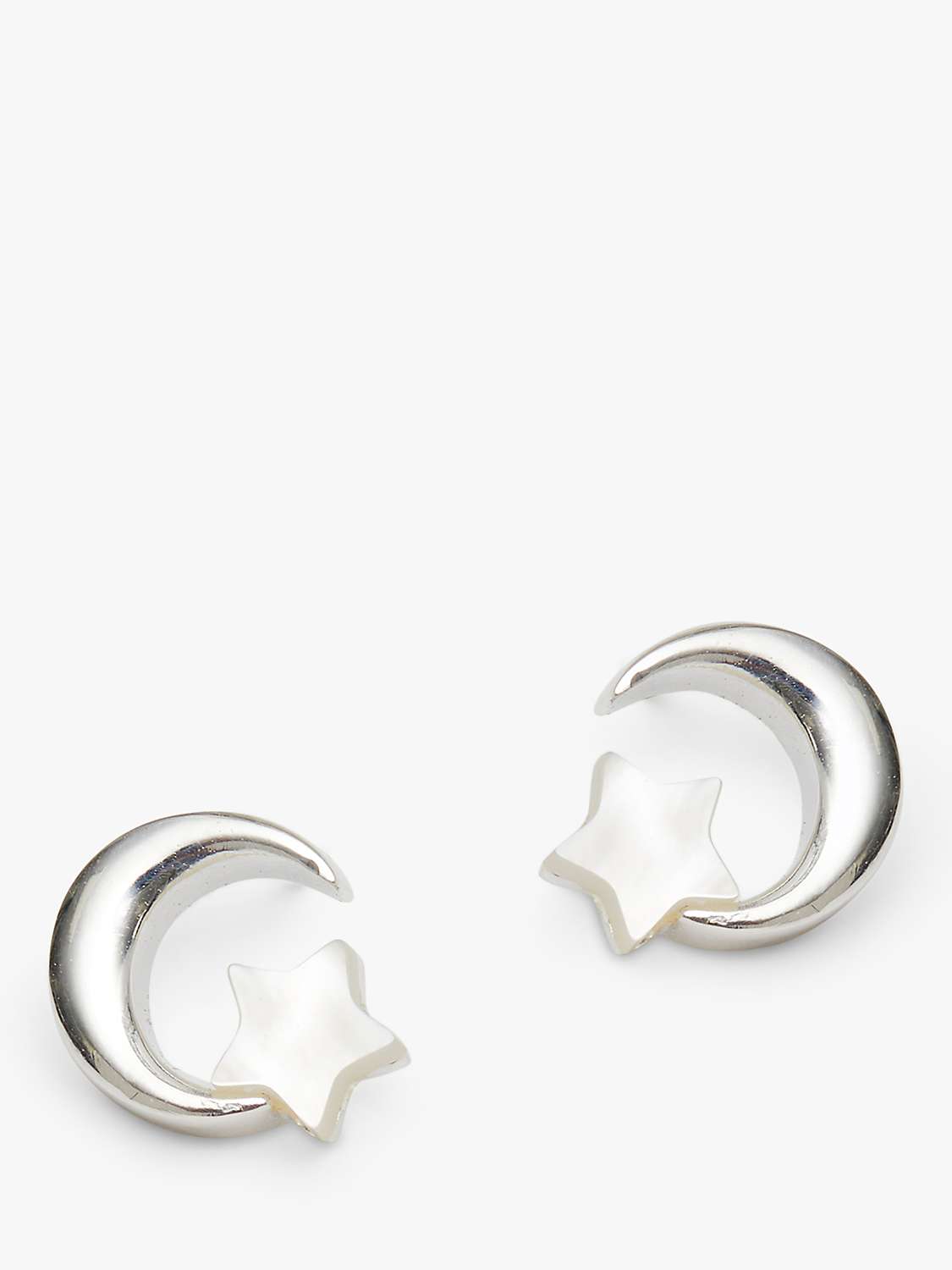 Buy Simply Silver Sterling Silver Polished Moon And Mother Of Pearl Stud Earrings, Silver Online at johnlewis.com